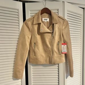 BB Dakota faux suede moto jacket in beige. Size XS.
